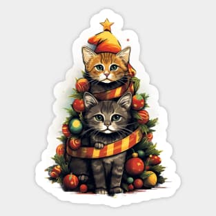 Cat Christmas Tree Sticker